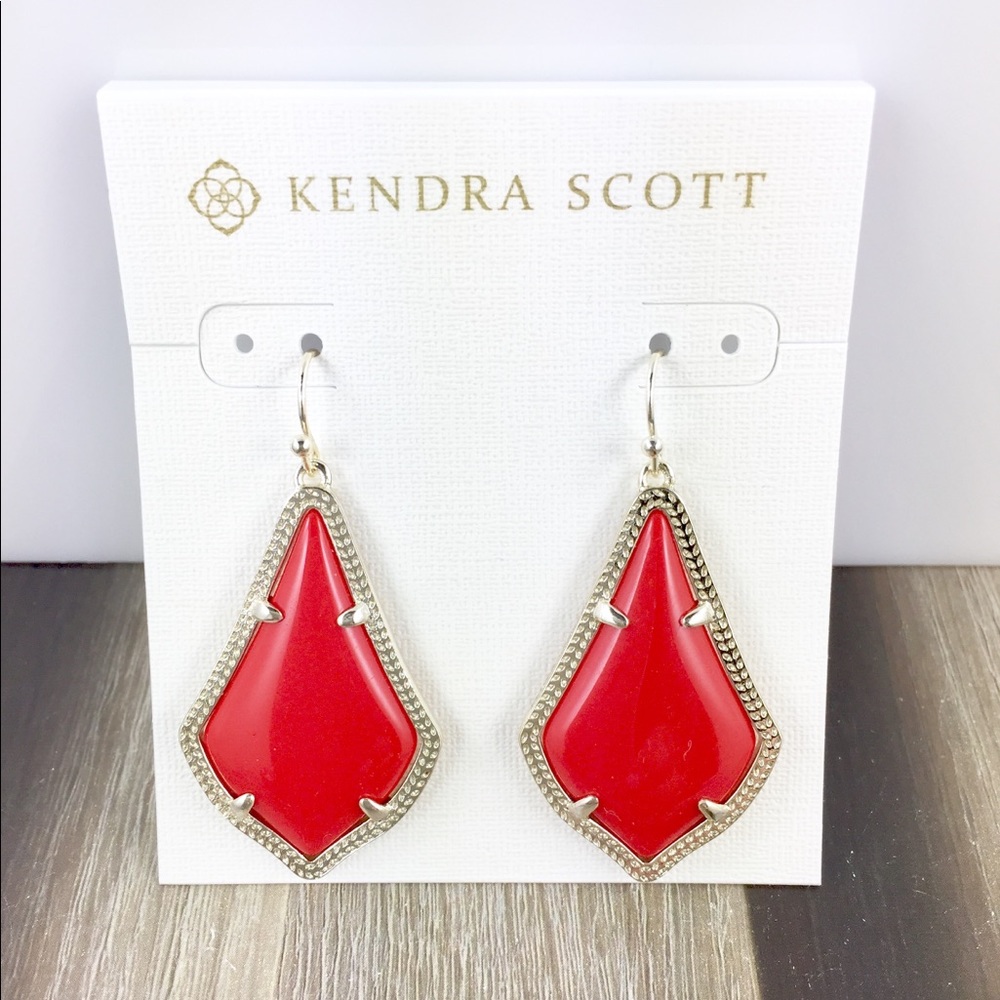 Kendra Scott Alex bright red gold earrings